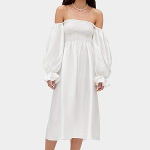 Sleeper Atlanta Silk Dress in White Medium